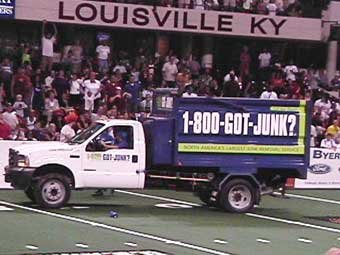 Louisville's 1-800-GOT-JUNK? team supports the Fire Arena Football team